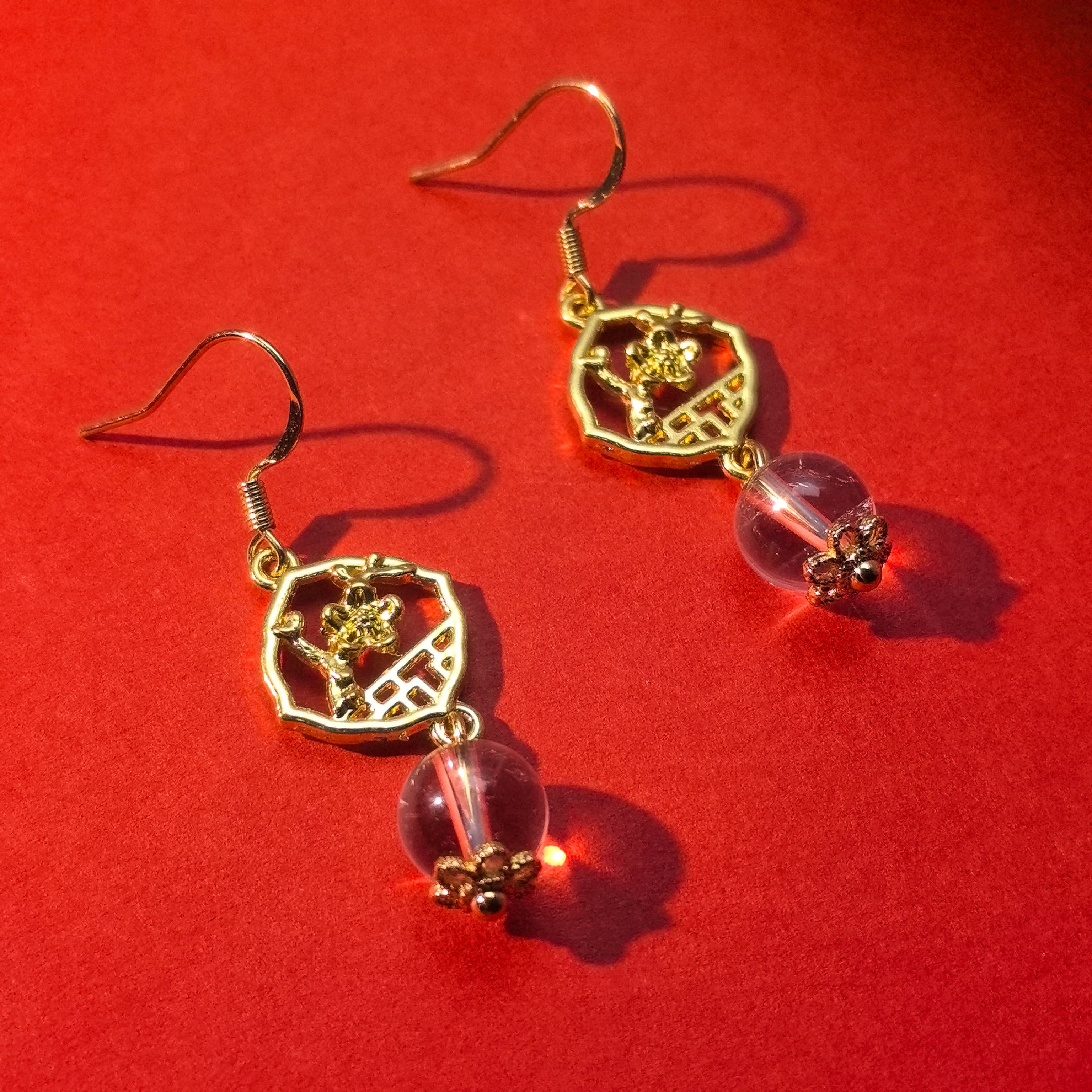Retro Crystal Earrings- Plum Blossom