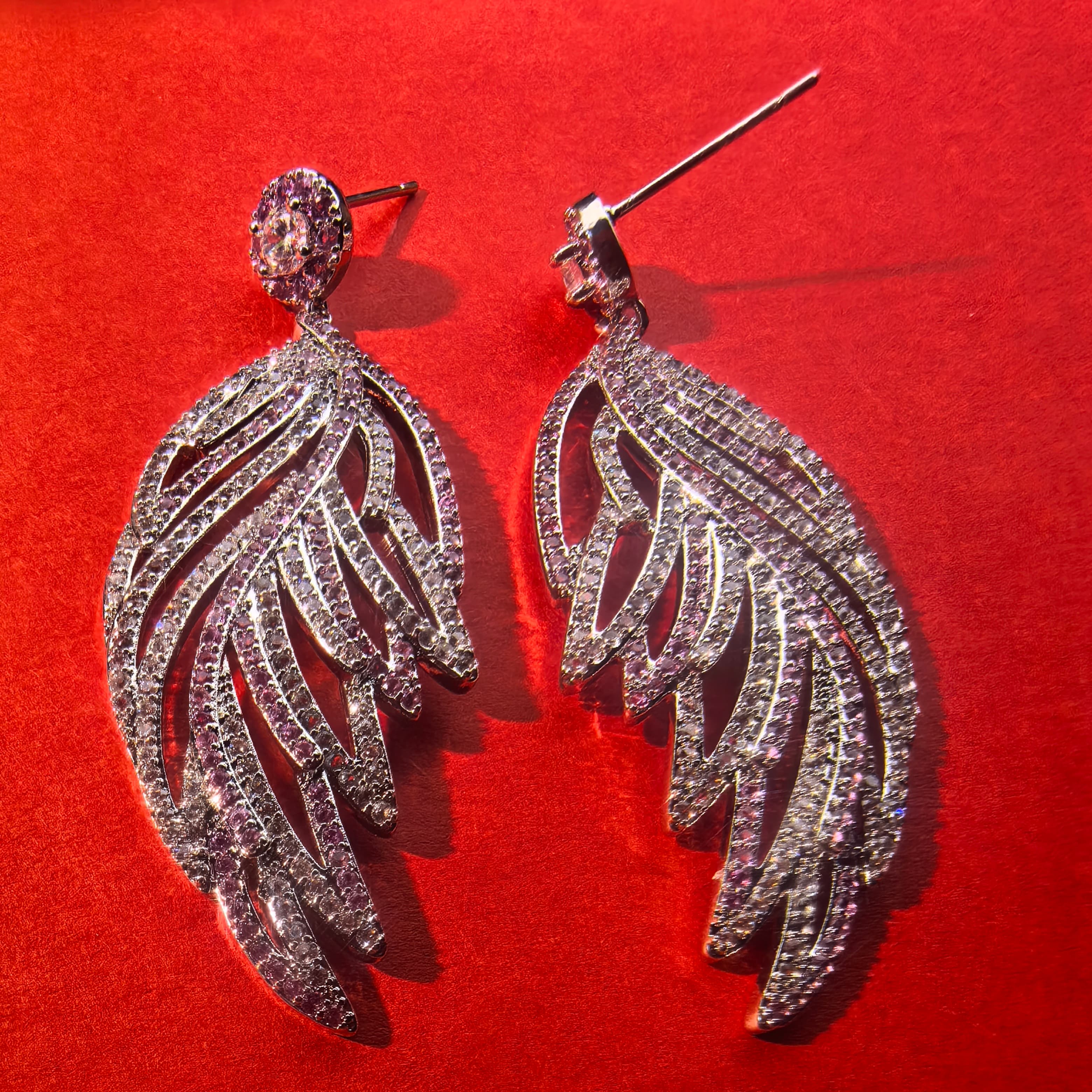 Gorgeous Zircon Earrings- Feathers