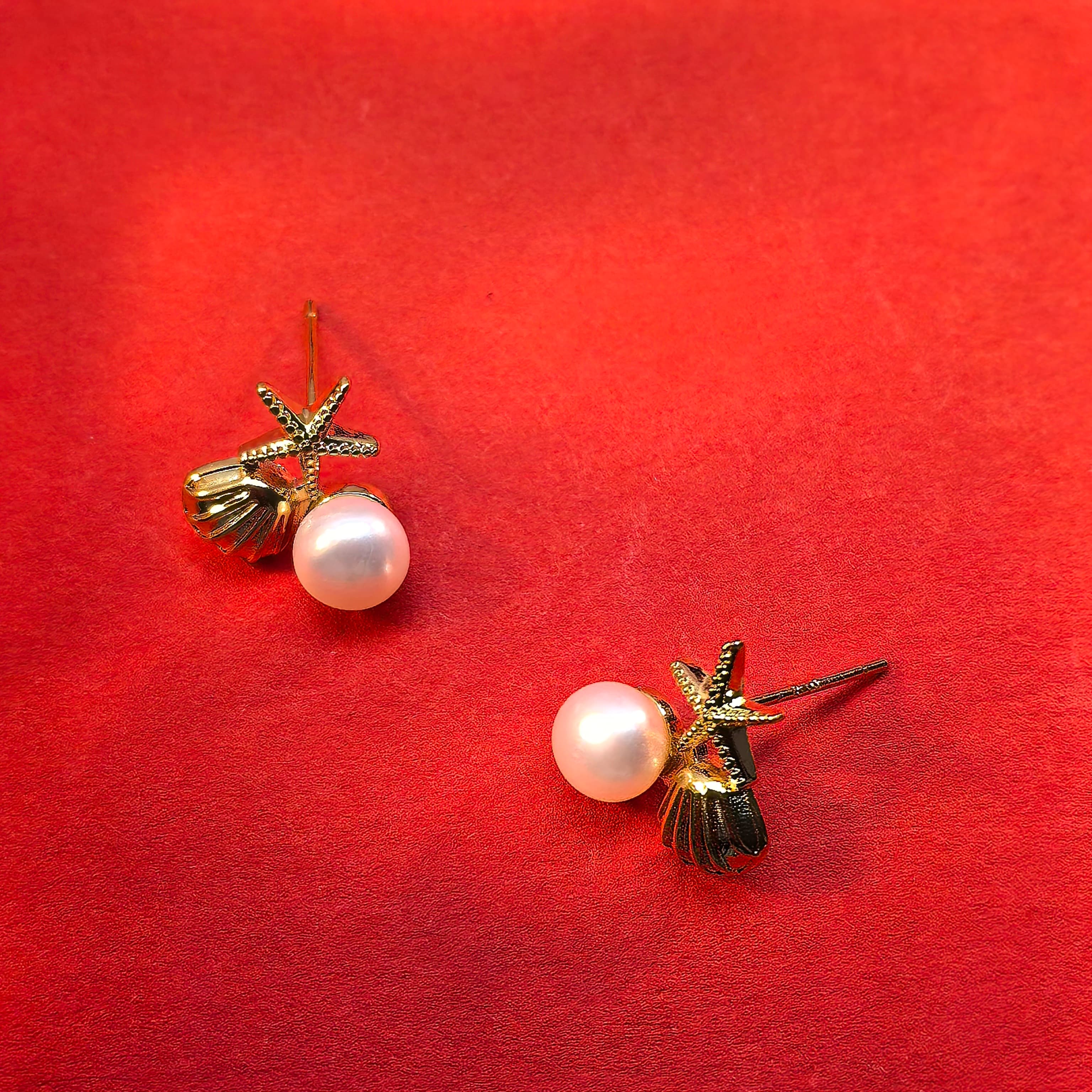 Natural Freshwater Pearl Earrings- Starfish