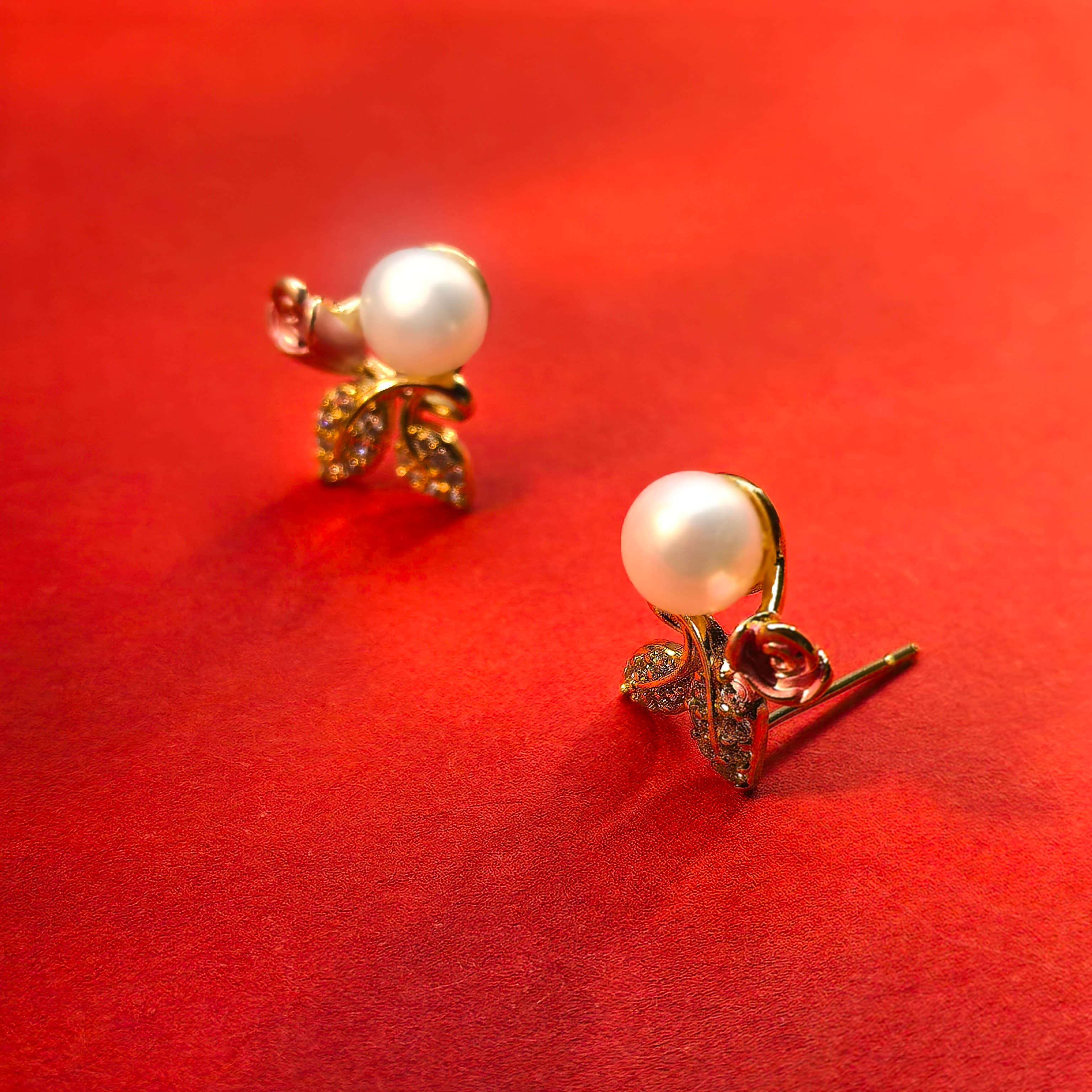 Natural Freshwater Pearl Earrings- Rose