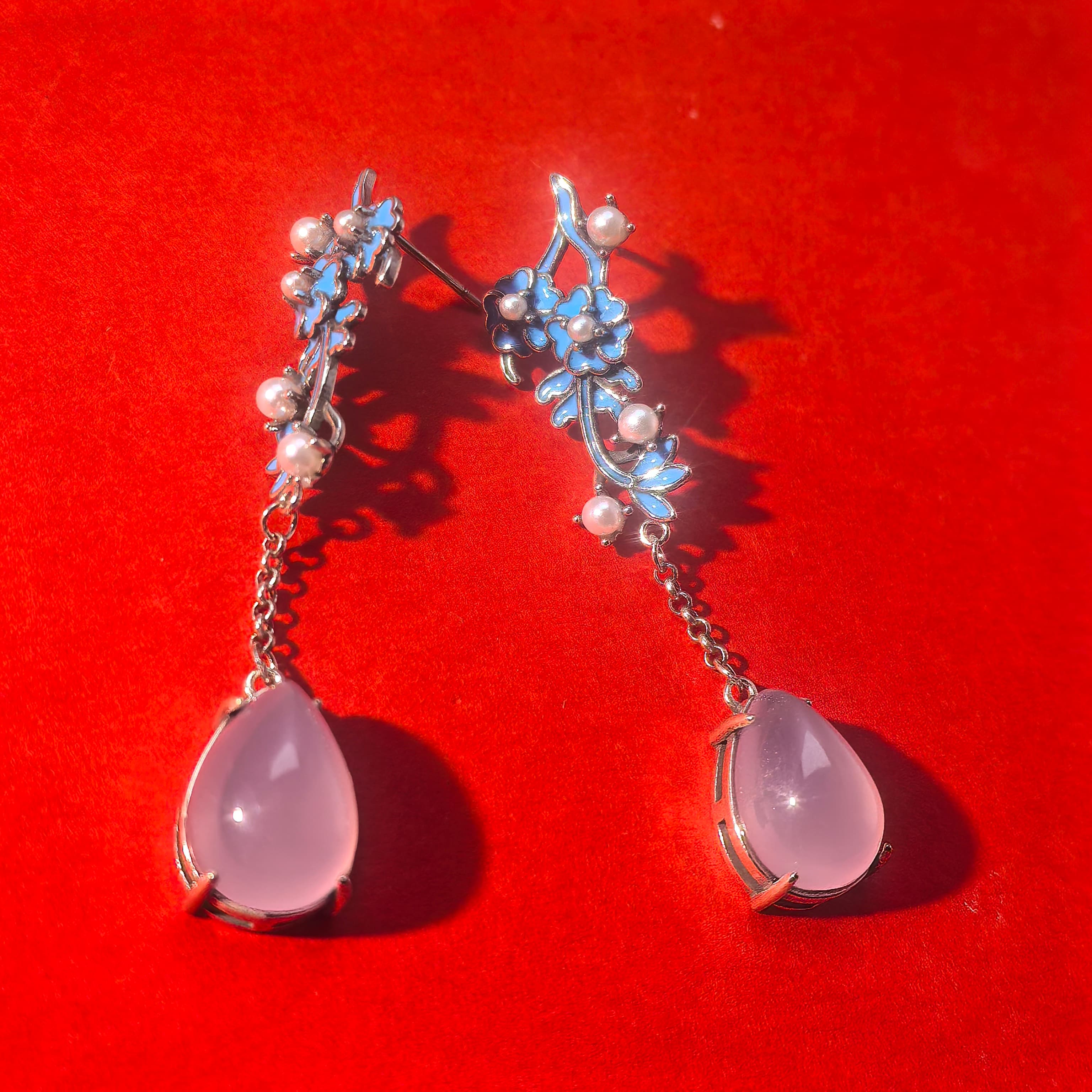 Retro Chalcedony Earrings- Pear - Blossom